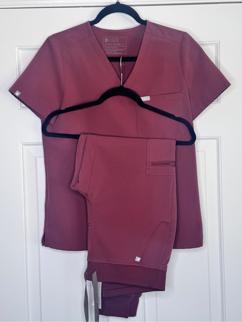 FIGS Dark Cherry Scrub Top and Pants